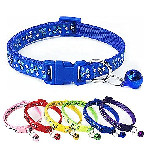 Image of Adjustable I Kitten Collar Bone Printed I Bell Cat Pet Puppy I - Color May Vary Pack of-1 I (Bone Print Collar)