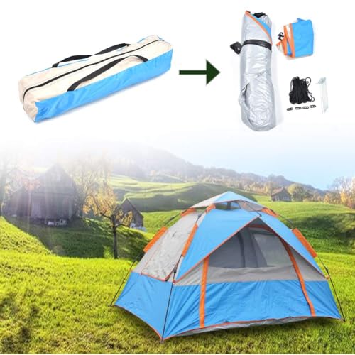 Carpa automática impermeable doble capa azul miniatura 5