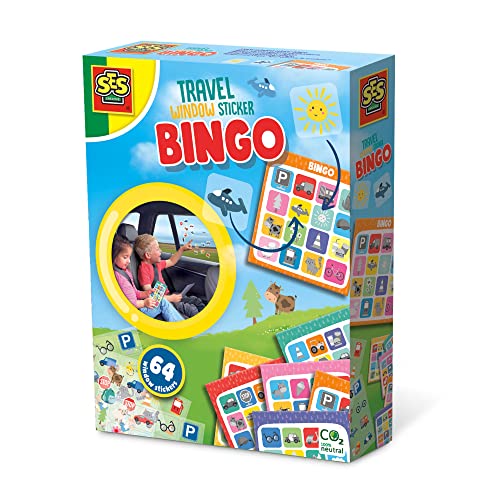Ses Creative 02238 - Jouets de Voyage : Stickers de fenêtre de Voyage Bingo pour Enfants - Multicolore