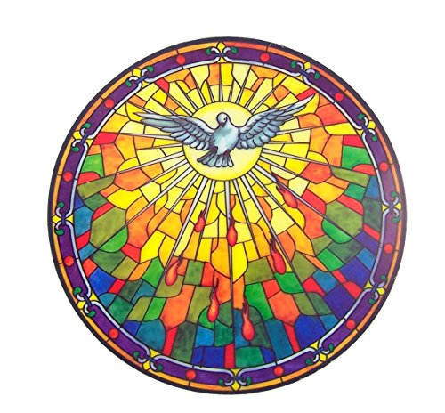 Religious Art Holy Spirit Stained Glass Sun Catcher Window Sticker, 5 3/4 Inches