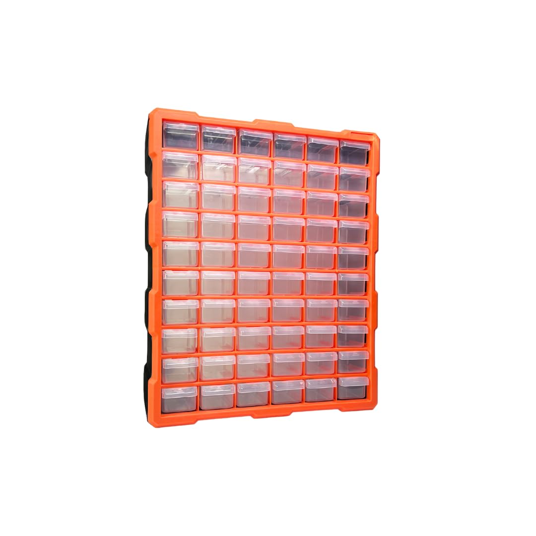 WUNEDRSCHÖN | Heavy Duty Storage Drawer Unit Stand and Wall Mounted Clear Drawers With Compartments Suitable For Workshops-Tools-Art Carft Works- Office - Electronic Components (SBO-X60)