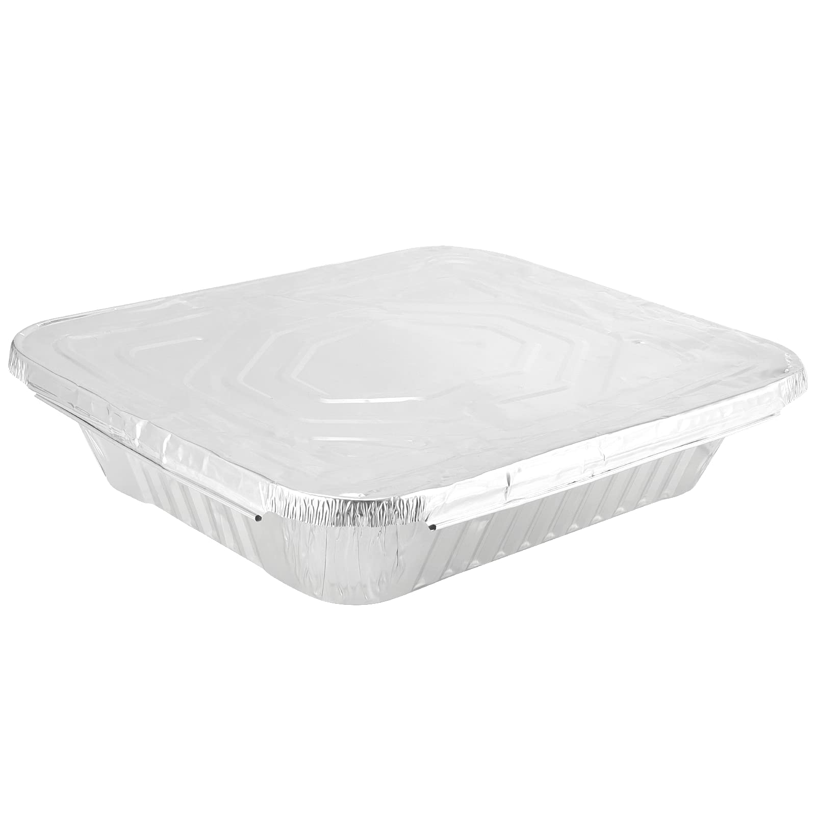 JOIKIT Confezione da 25 vassoi grandi in alluminio da 3500 ml con coperchio, 32 x 26 x 6 cm, contenitori rettangolari per alimenti, per forno, picnic, cucina