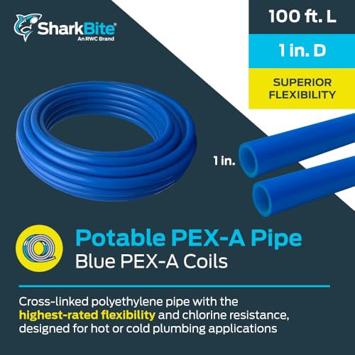 Image of SharkBite 1 Inch x 100 Feet Blue PEX-A, Made in the USA, Flexible Water Pipe Tubing for Plumbing, UA80B100