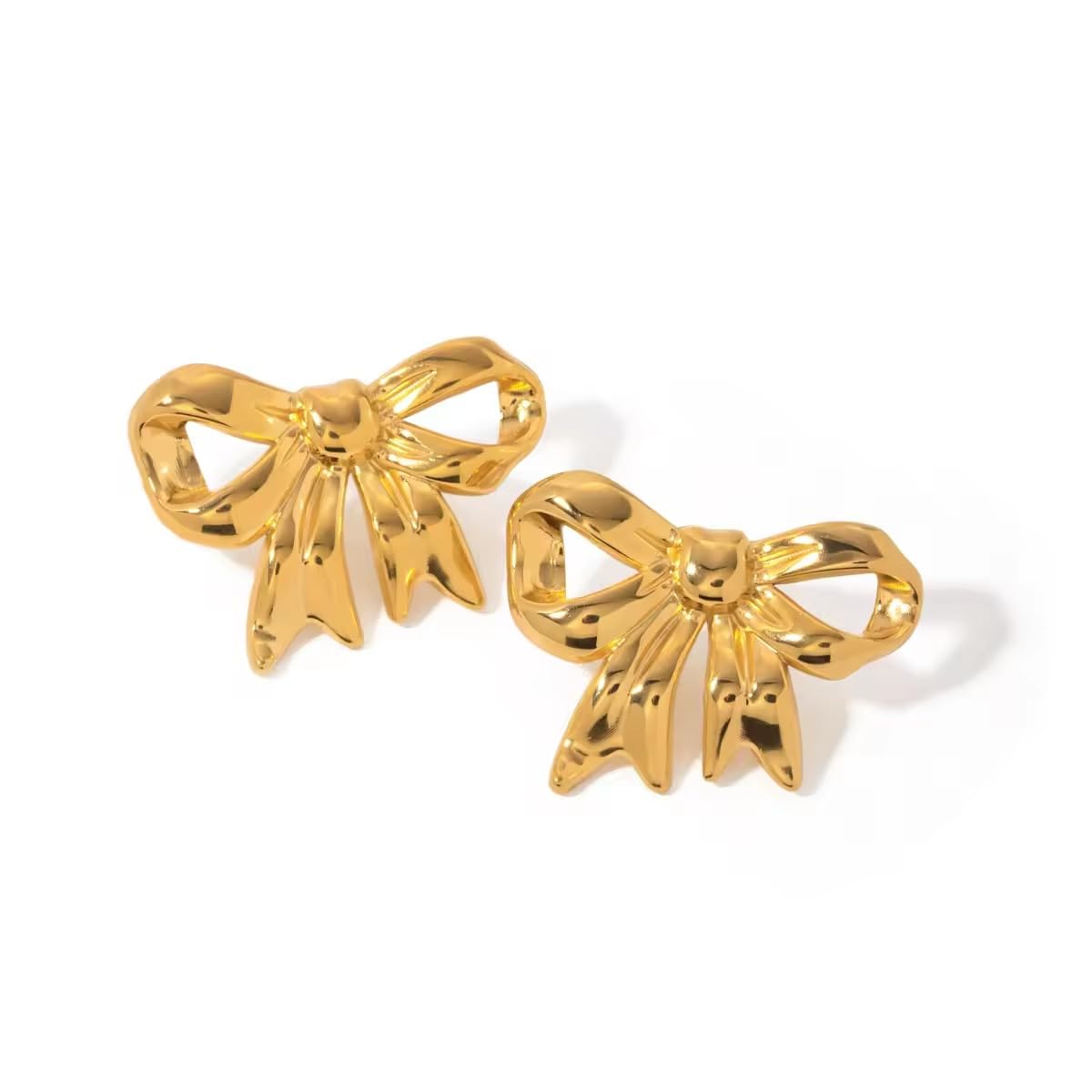 MEENAZ Bow earrings for women fashion studs earrings for women anti tarnish gold ear rings stainless steel korean Bowknot Gold Hoop Earrings | Combo Chic, Small design Jewellery Celebrity Inspired