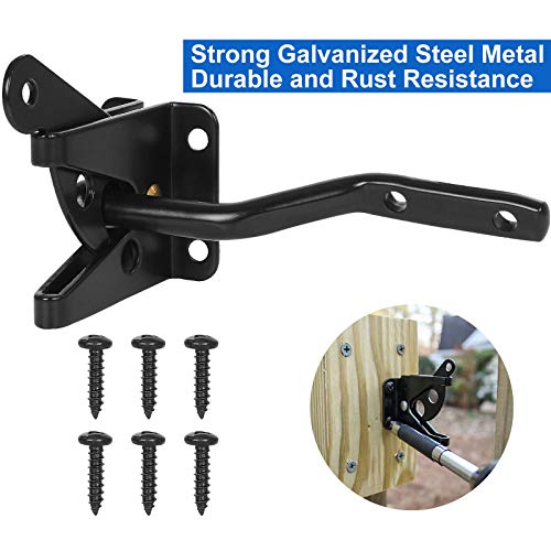 2 Pack Self Locking Gate Latch for Wooden Fence, Gate, Door, Automatic Metal Gravity Lever, Powder Coated Door Buckle, Black - Image 5
