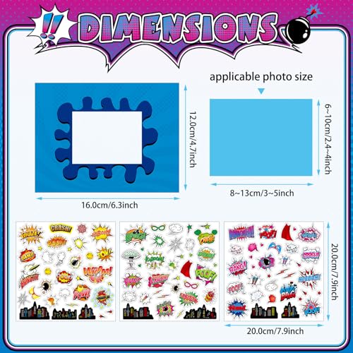 Pajean JB-240403-C 24 Sets Hero Theme Diy Crafts Kit Hero Birthday Picture Frames Hero Party Stickers Theme Hero Photo Frames Decor thumb #1