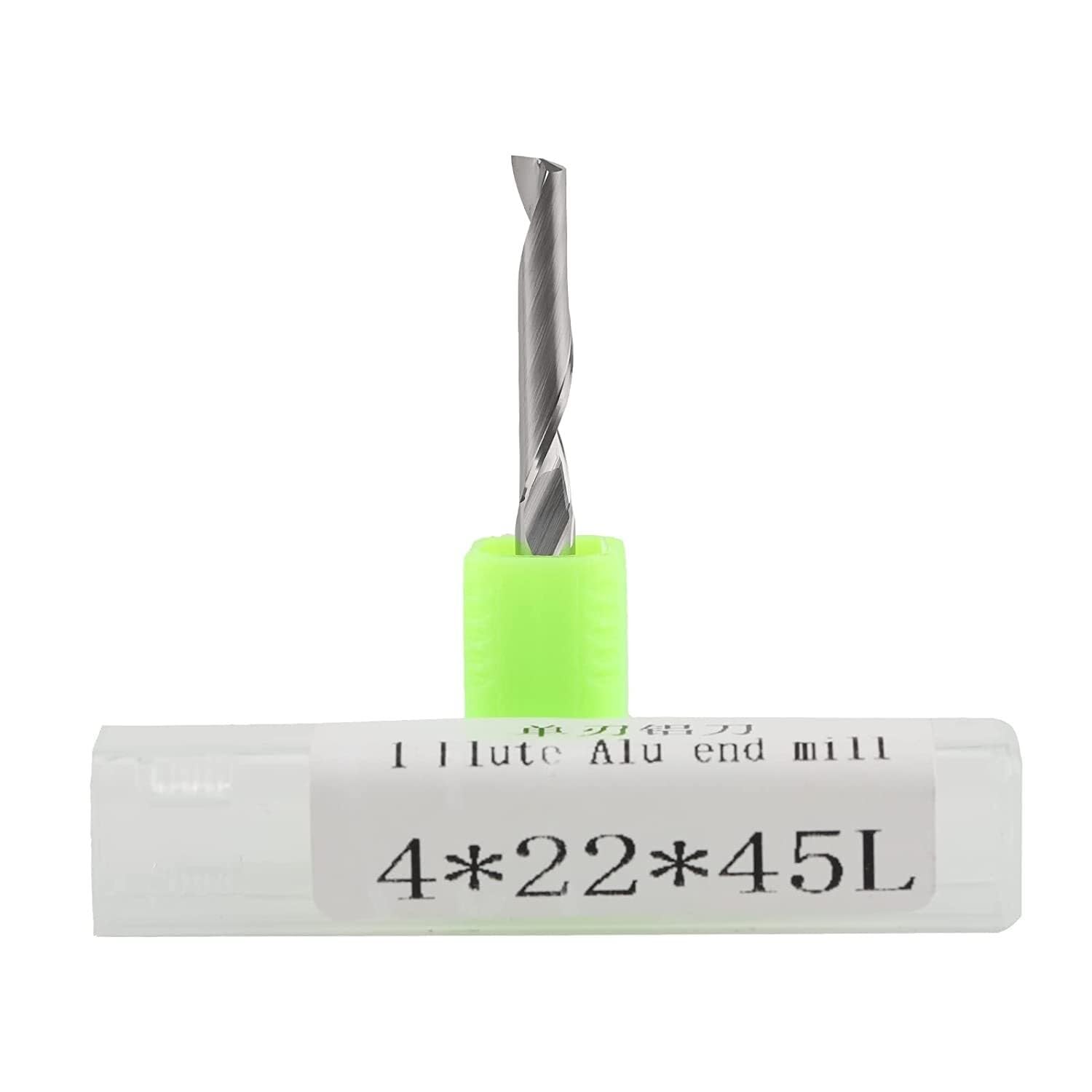 10 PCS End Mill CNC Single Flute Router Bits, 4mm(0.157«) Shank,4mm(0.157») Cutting Dia,22mm（0.866") Cutting Length, Solid Tungsten Carbide Alloy CNC Bits, Milling Cutter for Aluminum.