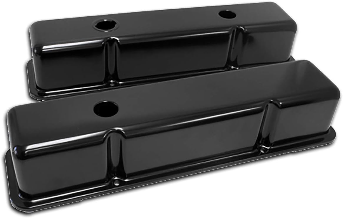 Cobra Tek- CBK-HZ-9519-PBK-For 1958-1960-1970-1980-1986 Chevy Small Block 283-305-327-350-400 Tall Smooth Valve Covers Black