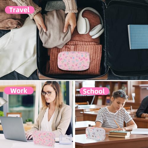 Image of Period Bag for Teen Girls, Lightweight Sanitary Napkin Storage Bag Tampon Holder for Purse Menstrual Pad Pouches First Period Gift (Flowers)