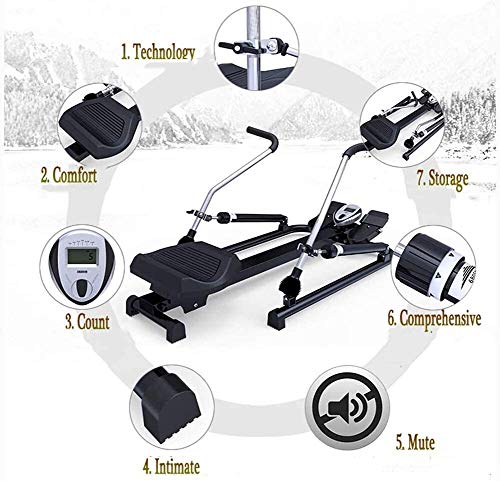 Image of Rowing Machine Multi-Function Rowing Machine 6-Stage Hydraulic Resistance Adjustment 120Kg Max Weight Exercise Fitness Machine for Home Gym
