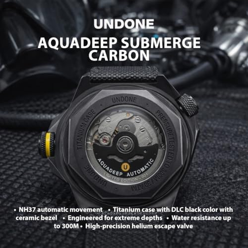 Amazon | Undone Aquadeep 自動ダイブウォッチ 男性用 43mm 500m 防水