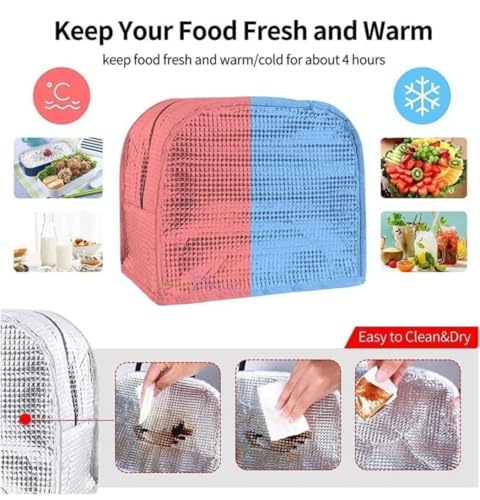 Image of 3D Printed Hot & Cold Leak-Proof Insulated Lunch Bag - Pink Cat Wings Design, Tote Hand-Held Tiffin Bag for Office, School, Kids, Women & Men