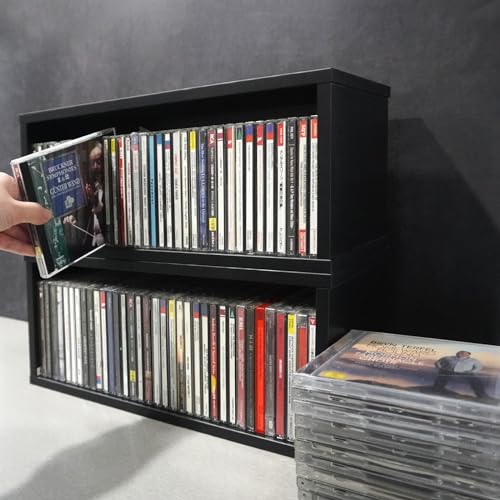 Étagère CD empilable sdroceRyaM noire pour rangement de 35 disques compacts - 4