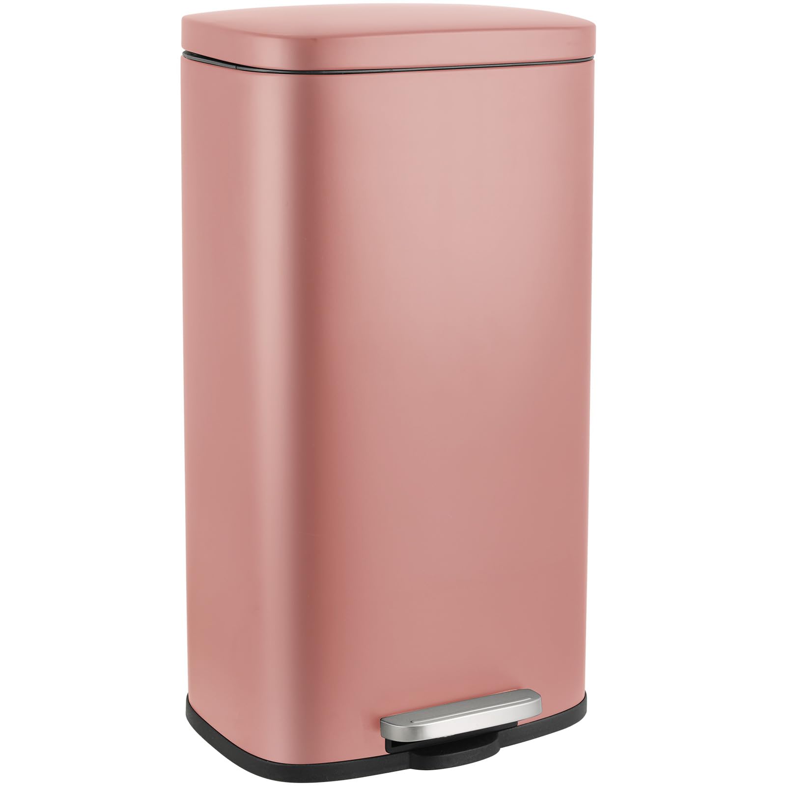 Arlopu 8/13.2 Gallon Step Trash Can, Stainless Steel Garbage Bin, Soft-Close Rubbish Bin with Removable Plastic Inner Bucket, Fingerprint-Proof, Lid Dustbin, Suit for Kitchen Home (Pink, 30L)