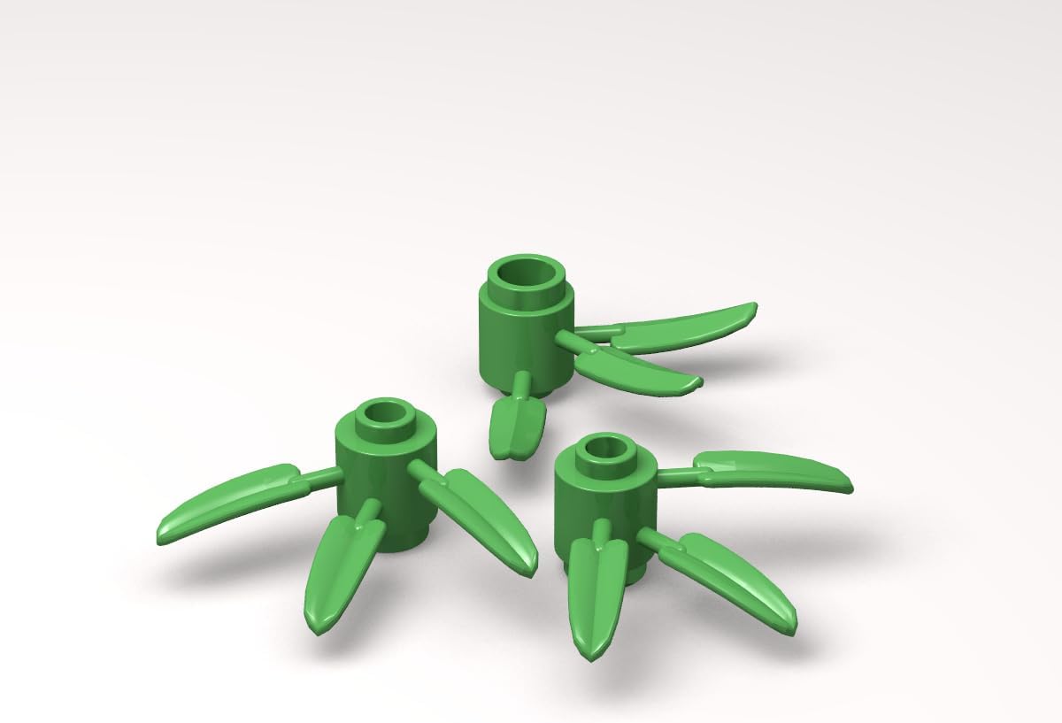 Classic Olive Green Plant Brick Bulk, Plant Brick Round 1x1 with 3 Bamboo Leaves 200 pcs, Compatible with Lego Parts and Pieces: Plant Brick 1x1 Olive Green (Color: Olive Green)