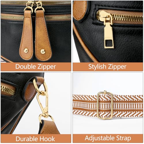 Image of KKXIU Crossbody Sling Bag for Women Trendy Fanny Pack Vegan Leather Chest Bag | Trendy