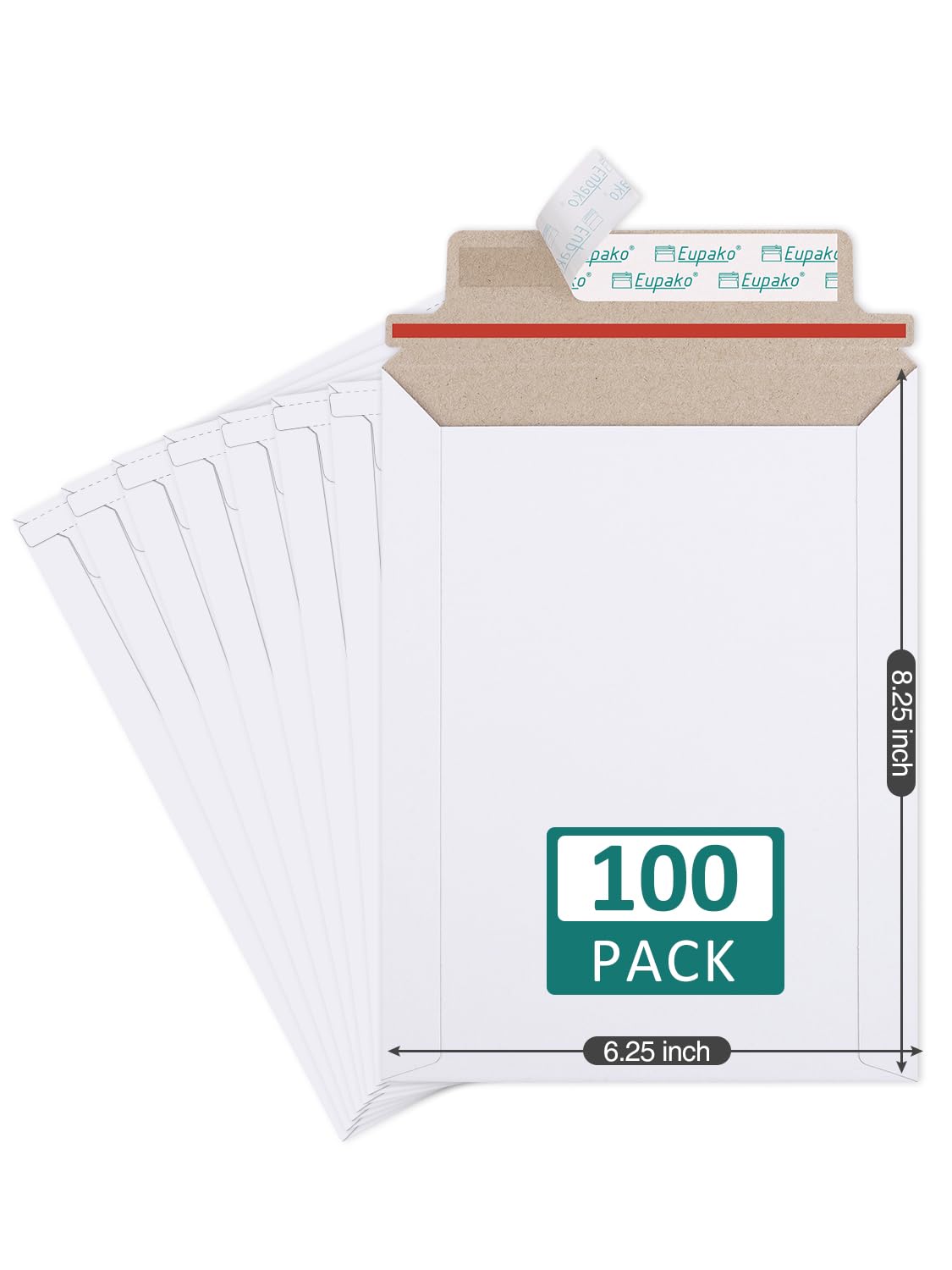 Eupako Paquete de 100 sobres de cartón autoadhesivos para CDs, imágenes, documentos, 6.25 x 8.25 pulgadas