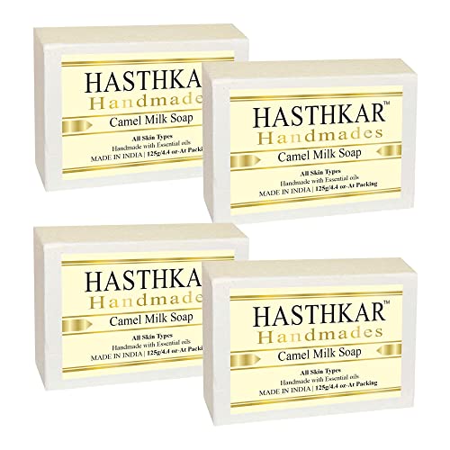 Image of byPureNaturals Hasthkar Handmades Glycerine Camel Milk Soap Bathing Bar for Men & Women 125 gm (Pack Of 4)
