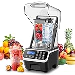 Commercial Blender 2200W 2.1QT 68OZ Quiet Blender Brushless Motors Commercial Smoothies, Frozen Drinks, Self-Cleaning Silver Grey