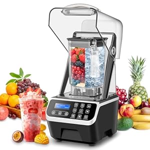 Commercial Blender 2200W 2.1QT 68OZ Quiet Blender Brushless Motors Commercial Smoothies, Frozen Drinks, Self-Cleaning Silver Grey