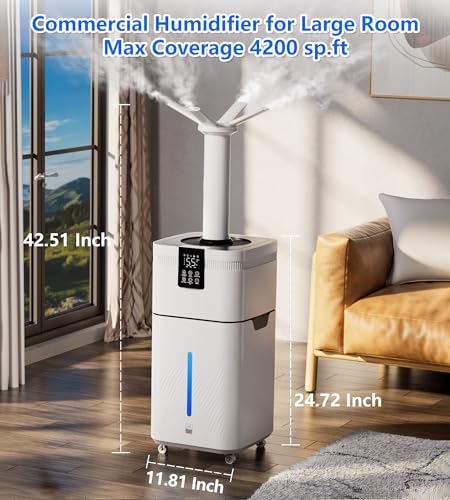 30L/7.93Gal Commercial Humidifier for Large Room 4200 sq ft, 3000mL/H Whole House Humidifiers with Supersized Cool Mist,Quiet Humidifiers for Bedroom, Home,Office, Plants, Warehouse - Image 2