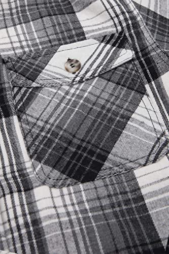 Image of ZENTHACE Boys Sherpa Fleece Lined Flannel Plaid Button Down Shirt Jacket,Hooded Flannel Shirt with Hand Pockets