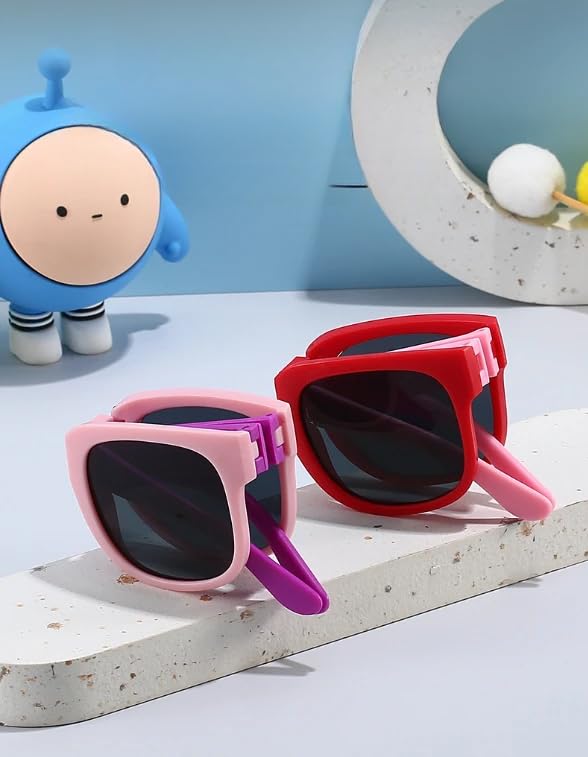 Image of DC DECORIO Foldable Kids Sunglass with Round Case and New Pocket Sunglass for Kids (Pack of 1)