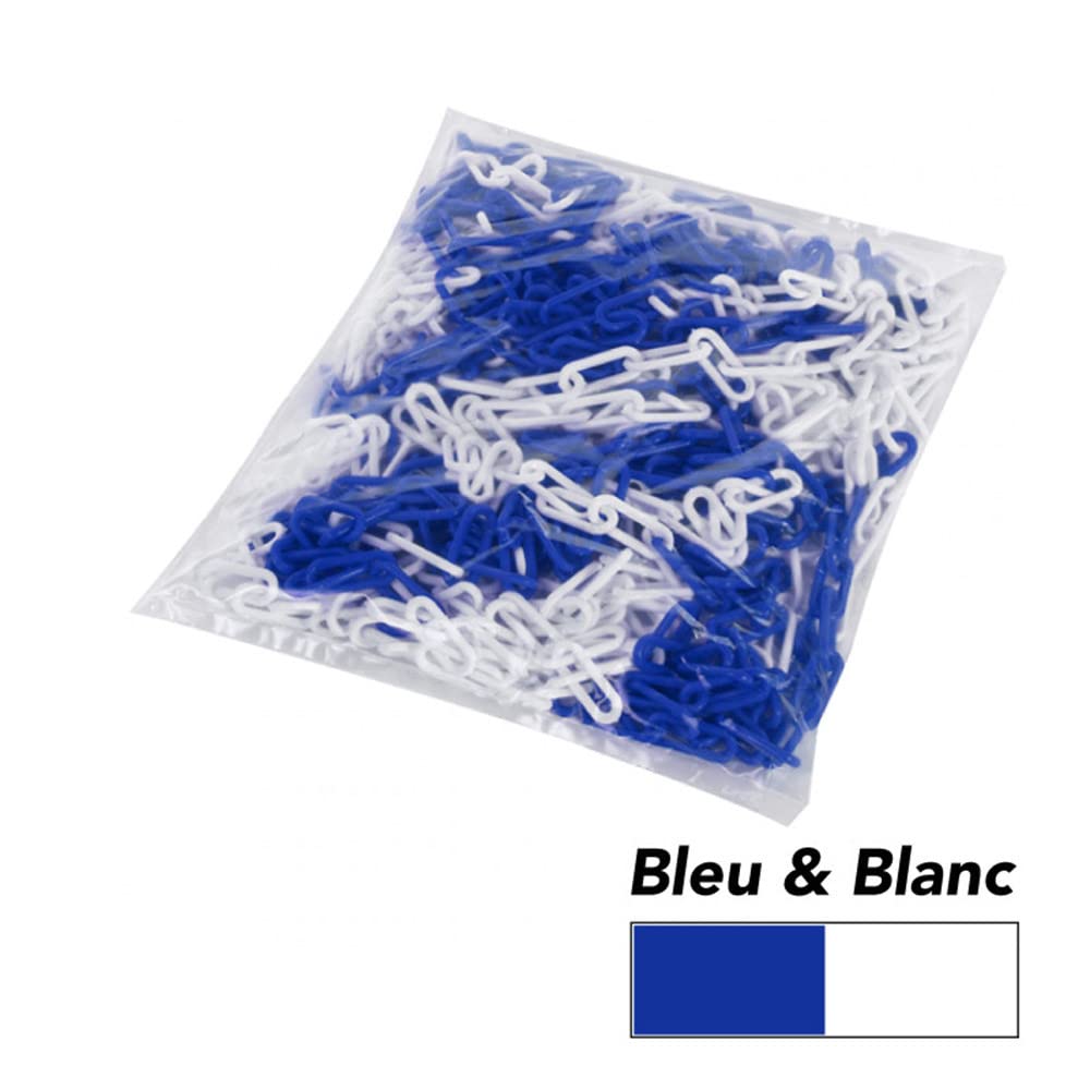 Chaîne plastique de délimitation et signalisation 25 m 8 mm bleu blanc