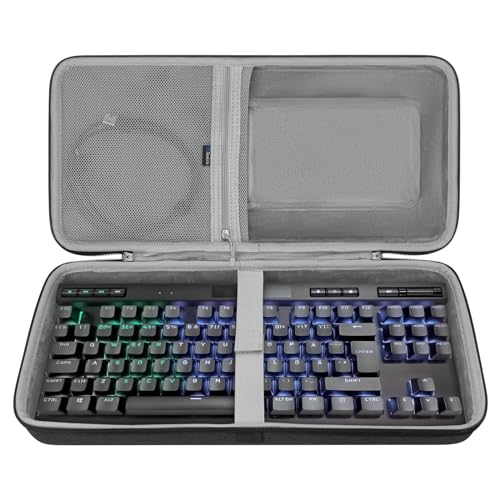 GEEKRIA TKL Keyboard Case, Hard Shell Travel Carrying Bag for 87 Key Gaming Keyboard and Mouse Combo, Compatible with Corsair K70 RGB Tenkeyless, Keychron V3 Max TKL (Dark Gray)