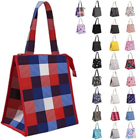 iknoe Lunch Bag Insulated Lunch Bags for Women Men Reusable Lunch Tote Portable Adult Thermal Large Lunch Cooler for Work Picnic Beach-Red Plaid