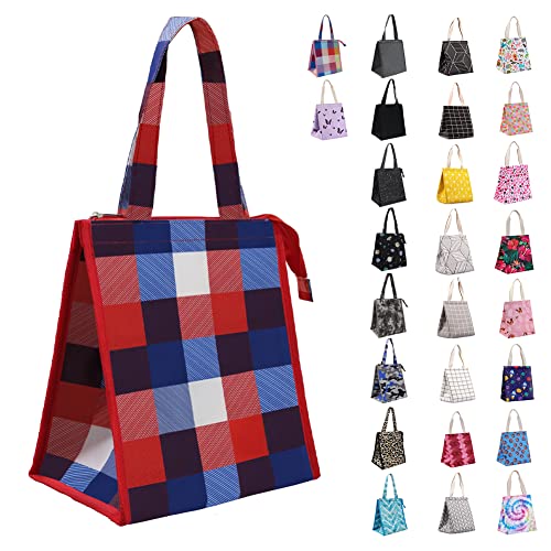 Iknoe Lunch Bag Insulated Lunch Bags For Women Men Reusable Lunch Tote Portable Adult Thermal Large Lunch Cooler For Work Picnic Beach-Red Plaid #TOP2