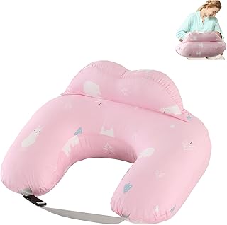 TOPCHANCES Cojín de Lactancia-Multifuncional en Forma de U-Almohada de Lactancia con Funda de Algodón 100% Extraíble y Lavable-Suave y Seguro Madres y Bebés(Polvo de Oso Polar,65×55cm)