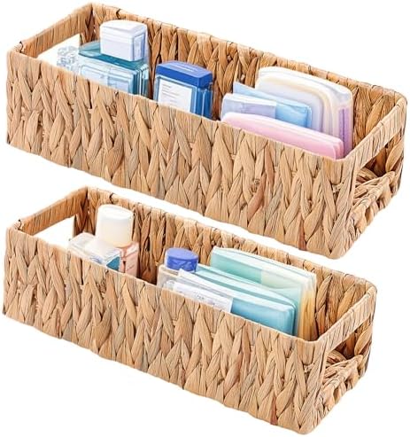 Panier De Rangement Papier Toilette Bois D'Acacia - Boîte Salle De Bain 38x15x10 Cm