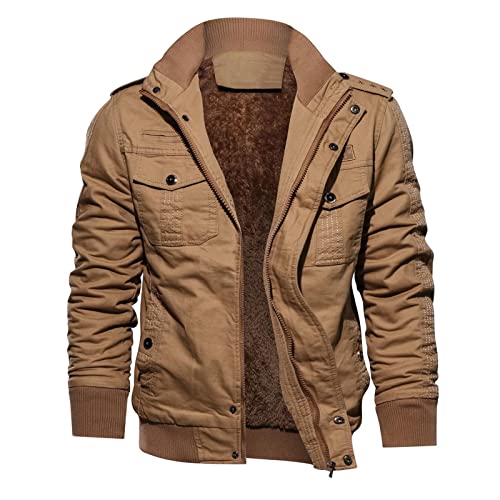 Winterjacken Herren, Wellensteyn Arbeitsjacke Ski Jacke Winter Jacket Wasserdicht Lange Winterjacke Daunenjacke Hoodie Karierte Brown,C,L