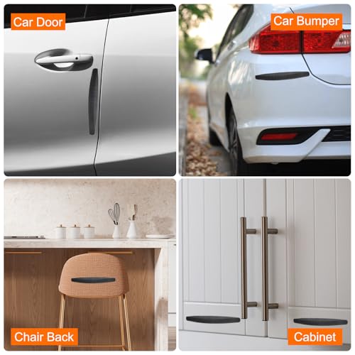 4 tiras protectoras para parachoques de coche universales, parachoques delantero y trasero blanco 7