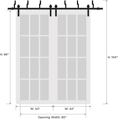 Miniatura 43 de Lucia 1299 - Puertas corredizas de 84 x 84 pulgadas, color negro mate con espejo, juego de herrajes resistentes para rieles de 8 pies, puertas