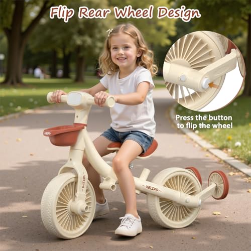 WELSPO 5-in-1 Toddler Tricycle with Push Handle for Boys & Girls Ages 2 3 4 5, Kids Balance Bike, Baby Balance Bike 2 Year Old, with Removable Pedals, Training Wheels by welspo - Image 6