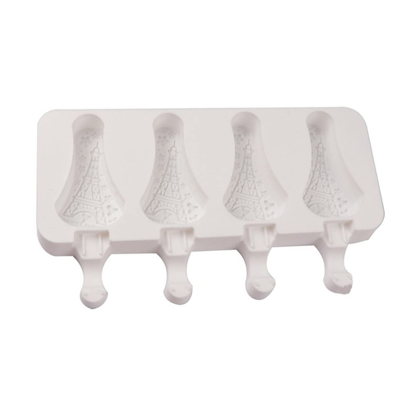 Buxuaaaa 3 Holes / 4 Holes Ice Cream Silicone Ice Tray for Pop Popsicles Molds Food Grade Silicone Mo Pop Molds Attached Lid