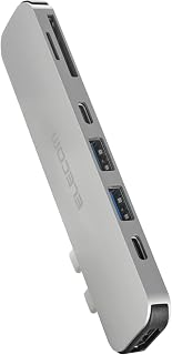 Elecom USB Type-C Hub Docking Station for MacBook, 7-in-2, PD Compatible (100W), Thunderbolt 3, Type-C x 1, Type-C for Data Transfer, USB-A x 2, HDMI, 4K60Hz, SD x 1, MicroSD x 1, Silver DST-C24SV/EC