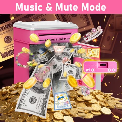 Image of Refasy Piggy Bank Cash Coin Can ATM Bank Electronic Coin Money Bank for Kids Age 3-12, Money Savings Box Mini ATM Coin Bank Toys Gifts for 3 4 5 6 7 8 9 10 11 12 Year Old Boys Girls