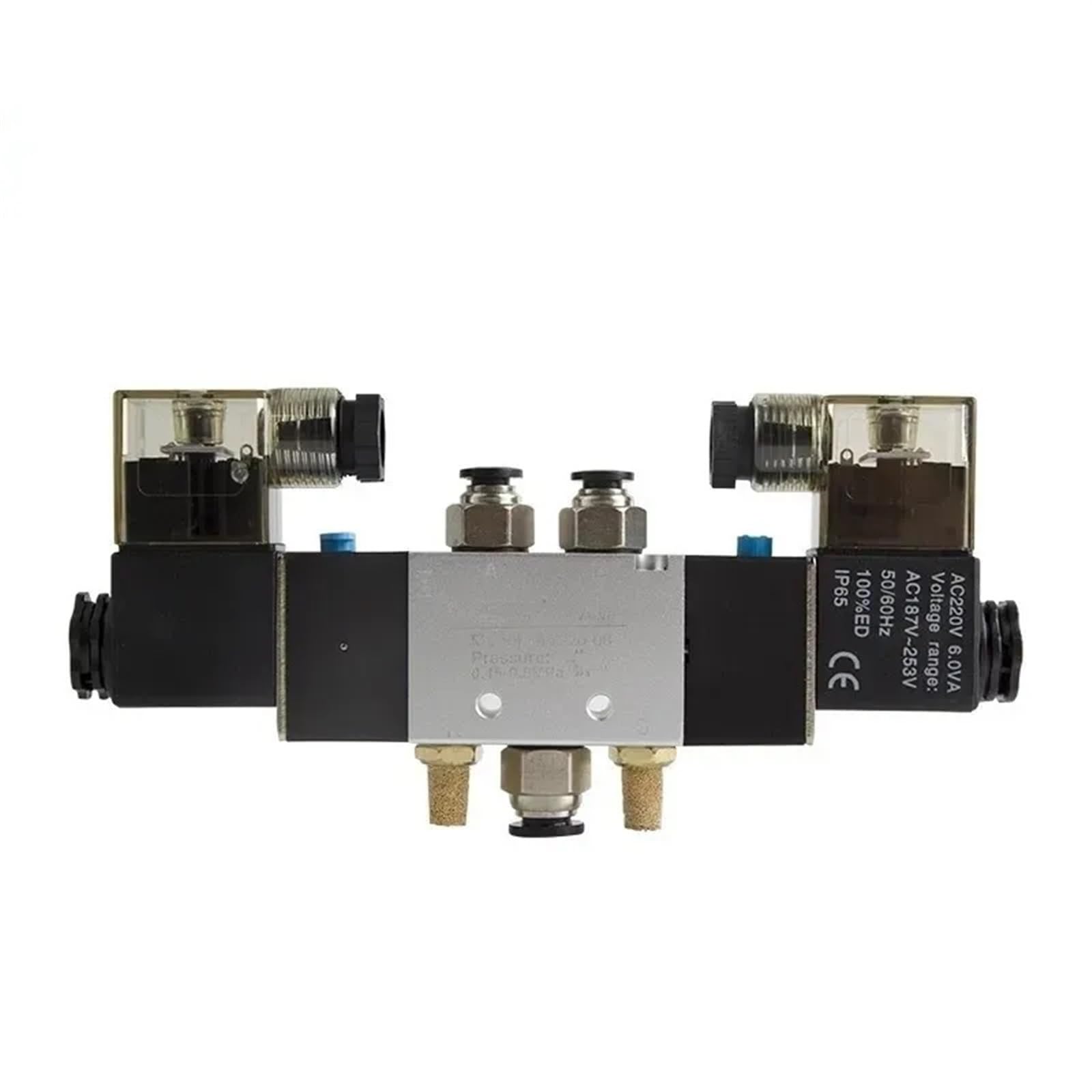 4V120-06 4V420-15 4V320-10 Electroválvula neumática de 5 vías 2 posiciones 1/4" Interior de aleación de aluminio DC12V DC24V AC110V AC220V