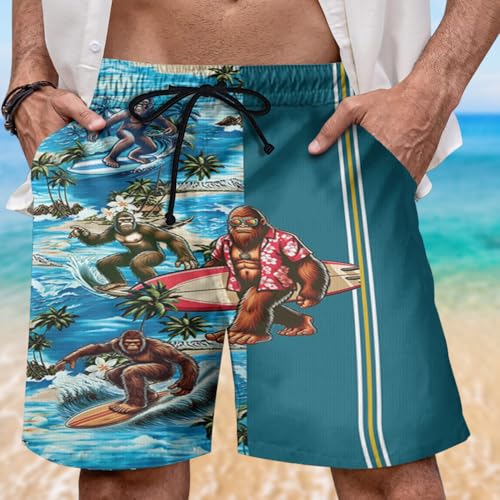 Surf Spot Mens Swim Trunks - Tropical Hawaiian Mens Shorts Casual - Summer Drawstring Beachwear Shorts PA1062