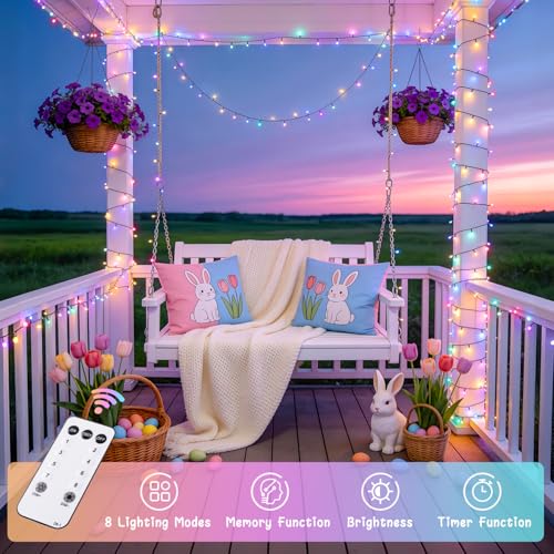 JMEXSUSS 500 LED Easter Lights Outdoor Indoor, 173ft Multicolor Easter String Lights, 8 Modes Pastel Light Plug in for Room Party Decorations by JMEXSUSS - Image 7