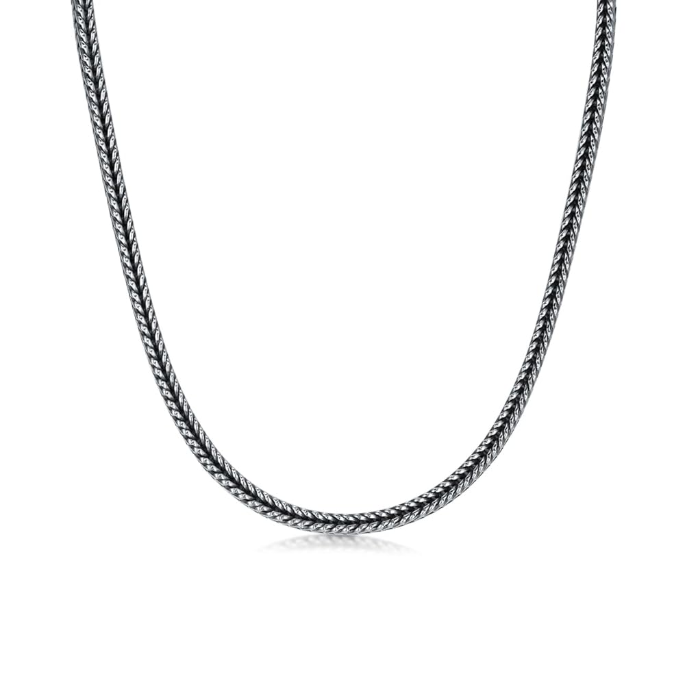 PDTJMTG 925 Sterling Silver Franco Chain 2MM 3MM Foxtail