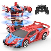 DEERC Spider RC Car Transform Robot, 2.4GHz Remote Control Spider Cars for Kids, 1:18 Scale Robot Toy Car W/One-Key Transformation, 360° Rotation, Auto Mode, Rechargeable Battery, Robot for Man Boys
