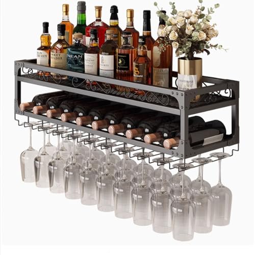 Casiers à vin muraux design industriel pour créer un coin bar dans le salon