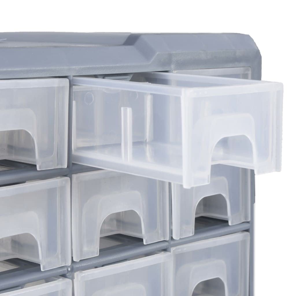 Organizador de cajones multi con 38 cajones, 52 x 16 x 37,5 cm, de polipropileno, para tornillos, tacos en taller y garaje, color gris