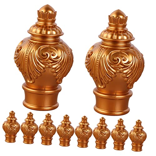 ERINGOGO Window Curtain Rod Plugs 10pcs Warm Gold Silver Plastic for Window Curtain Rod Decor