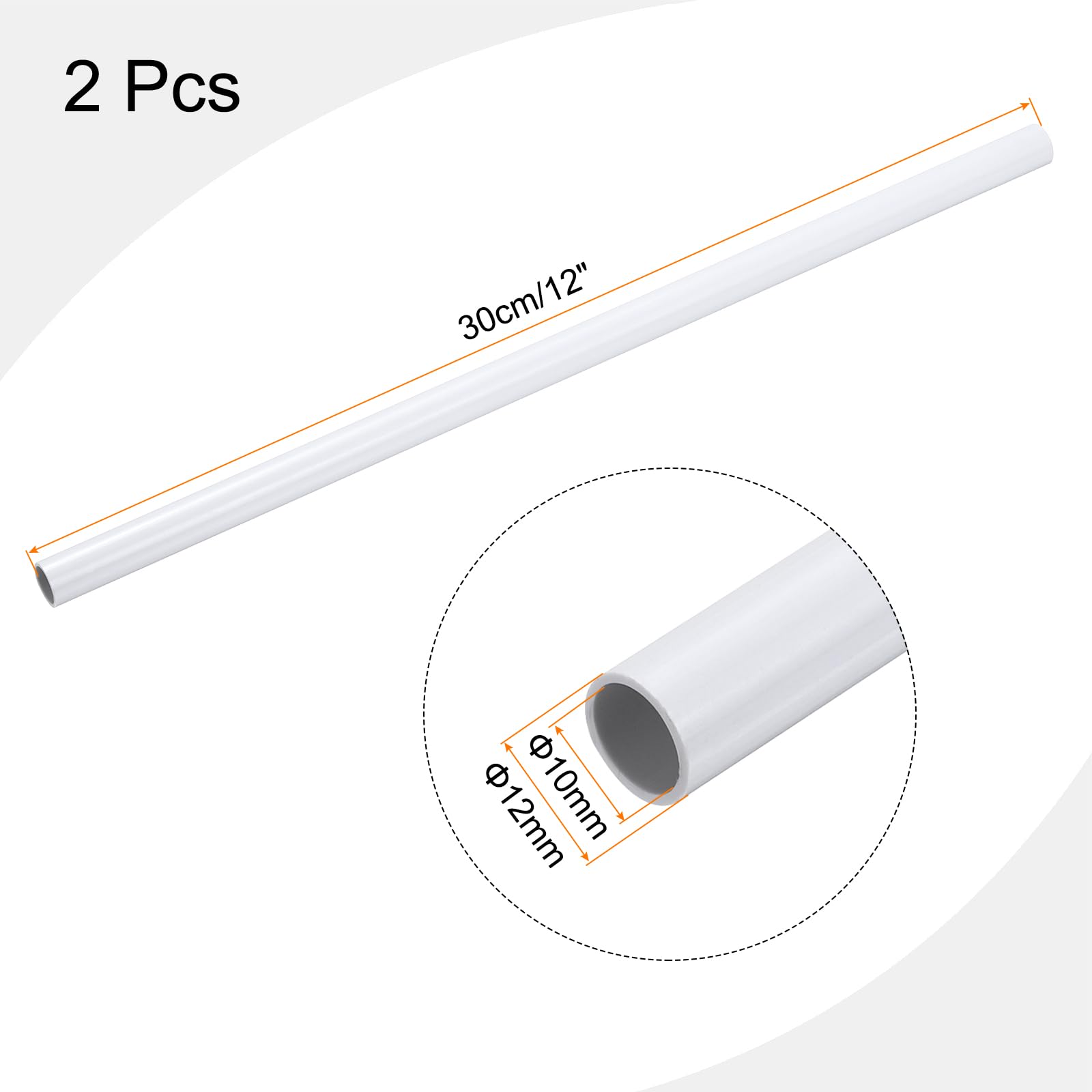 Tubi Rotondi in PVC Bianco 0,47" 10mm ID 12mm OD 12" Tubo Pvc Rigido Tondo Alto Impatto