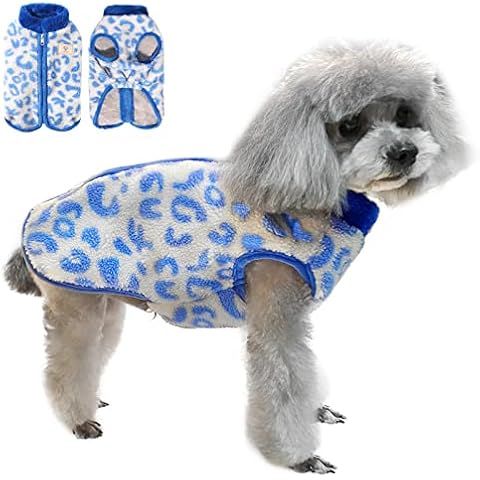 TONY HOBY Dog Cold Weather Coat, Thermal Fleece Dog Jacket, Dog Winter Jacket for Small Medium Dog (Blue&White, M) Cover